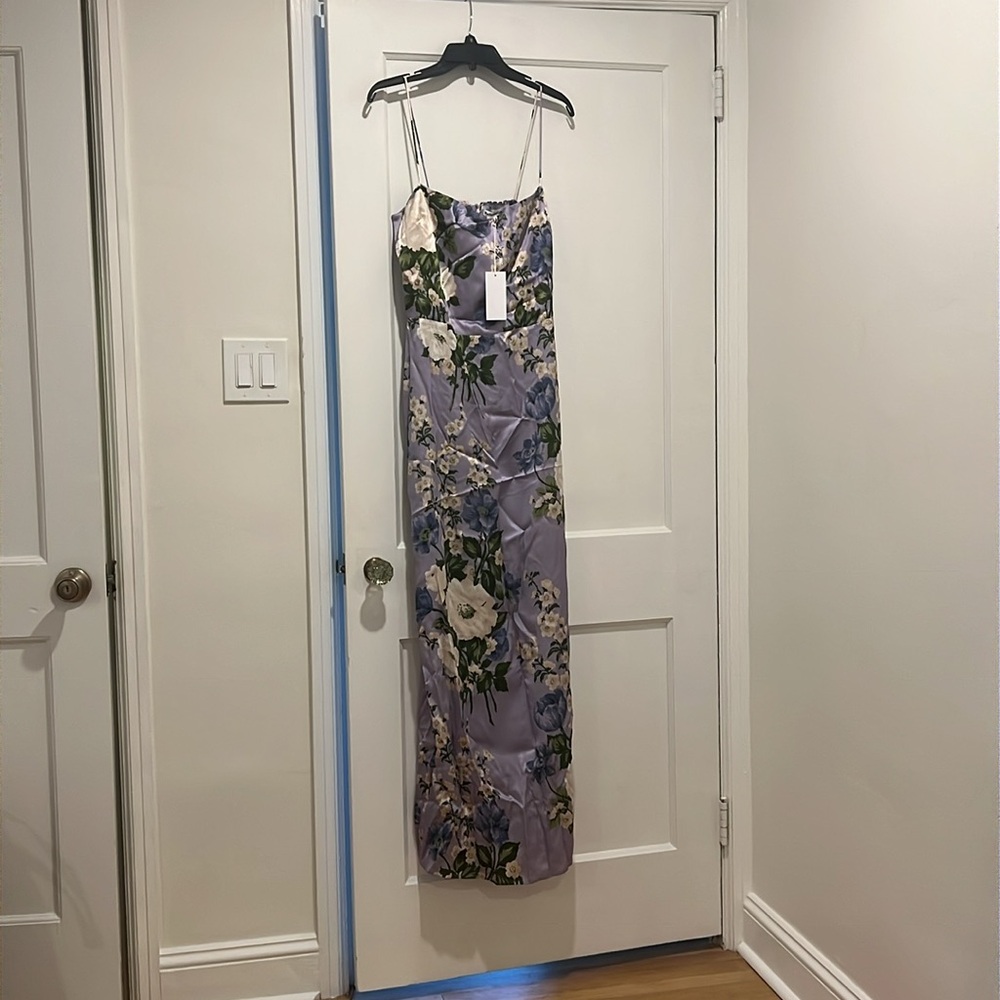 Reformation Frankie 100% Silk Lavender Floral Print Maxi Dress - Picture 8 of 8